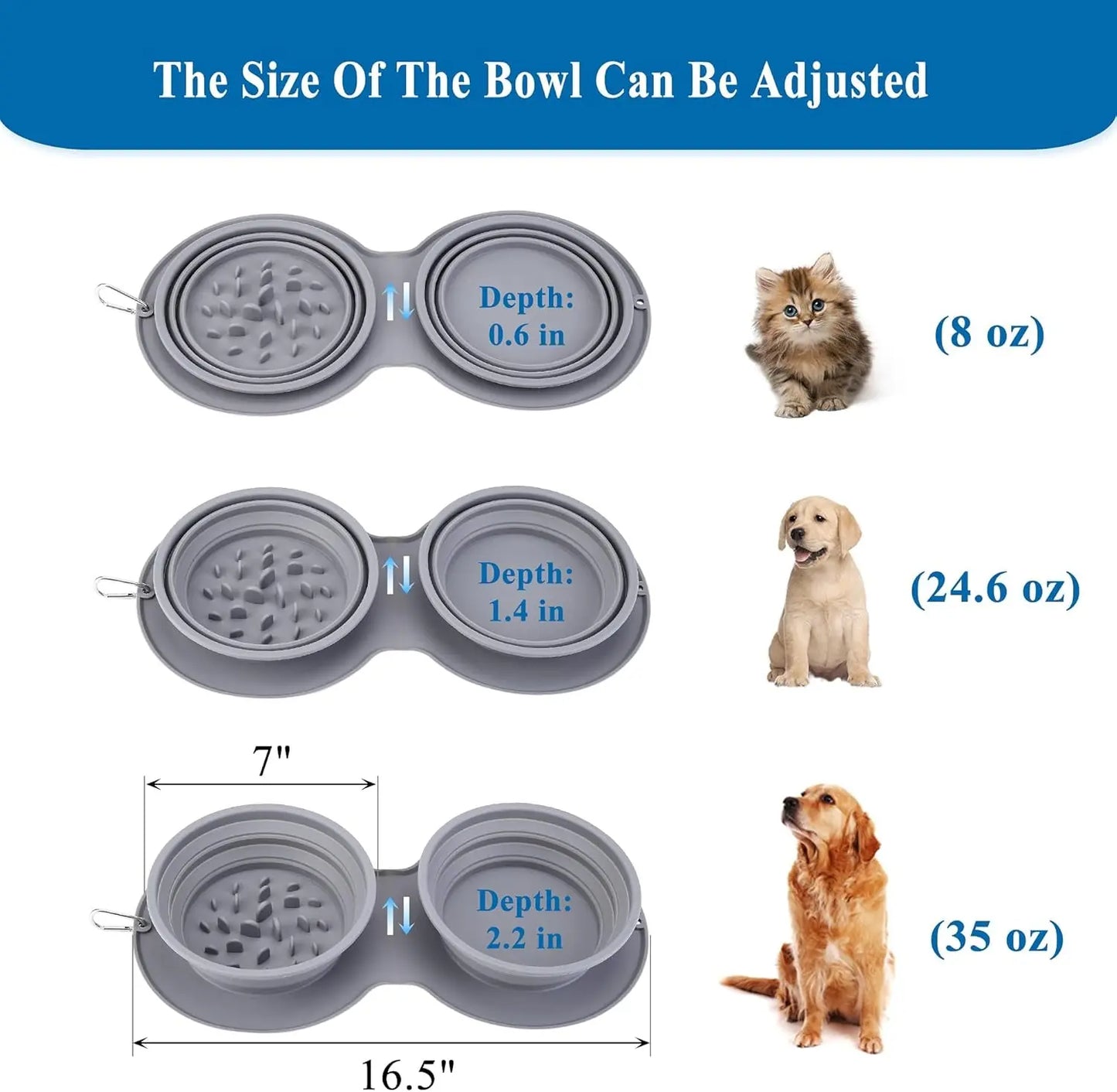 Silicone Slow Feeder Dog Bowl - Non-Toxic, Spill-Proof, and Non-Skid Design for Healthy Eating for Dogs, Puppies, and Cats