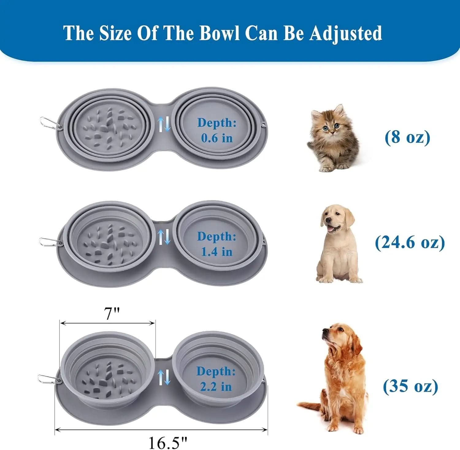 Silicone Slow Feeder Dog Bowl - Non-Toxic, Spill-Proof, and Non-Skid Design for Healthy Eating for Dogs, Puppies, and Cats