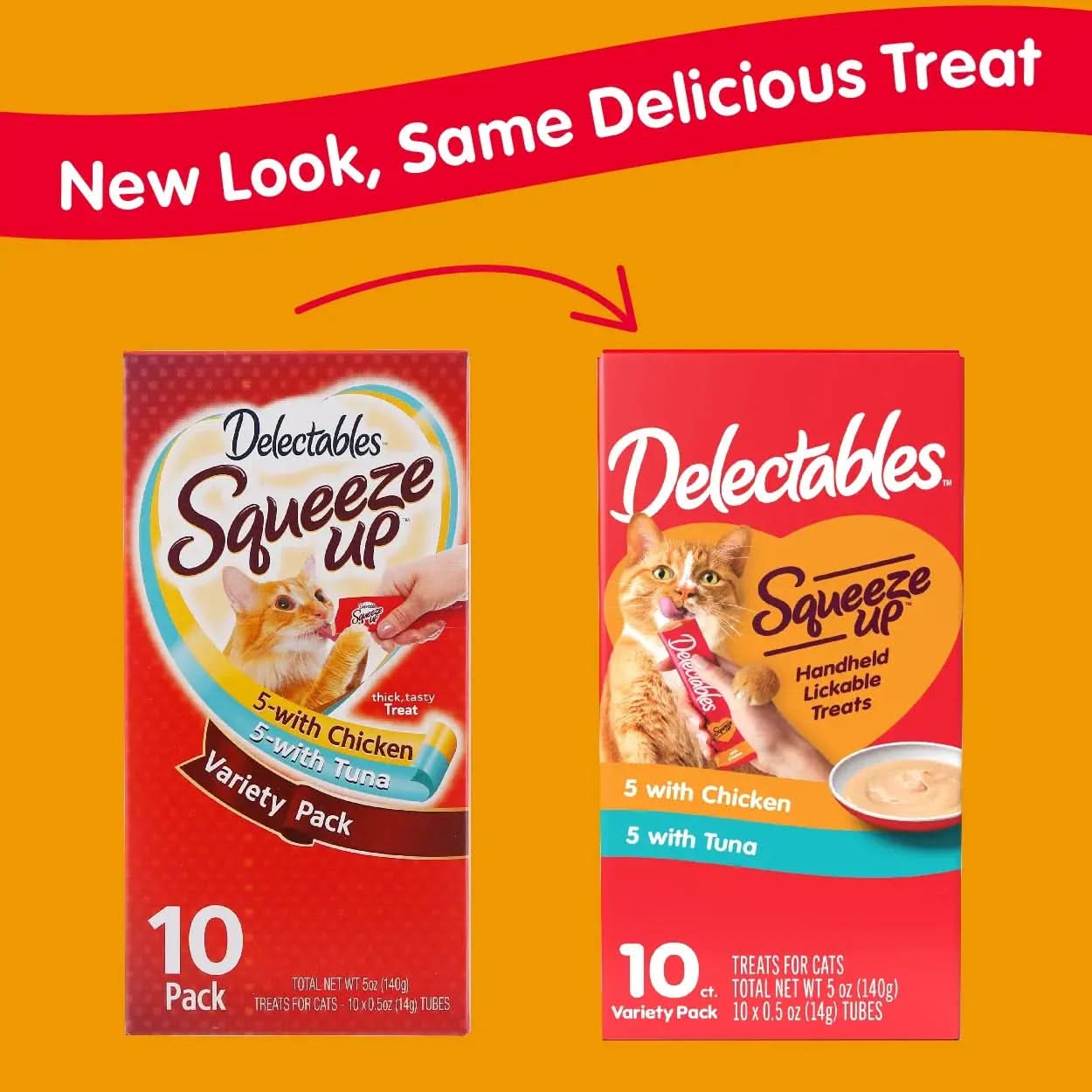 Squeeze up Lickable Cat Treats, Chicken & Tuna Variety Pack, 10 Count