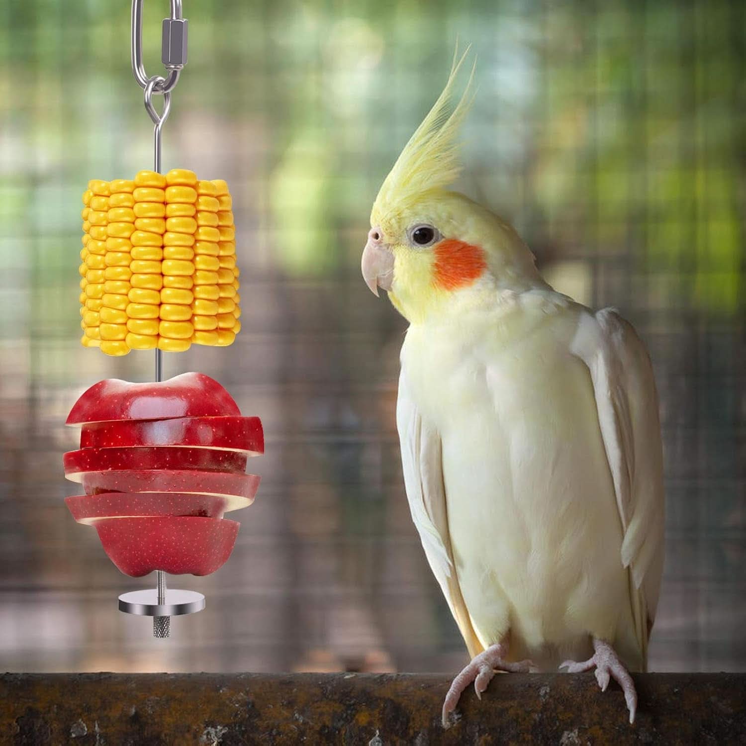 Stainless Steel Bird Food Holder and Foraging Toy for Parrots - Small Size Fruit and Vegetable Skewer