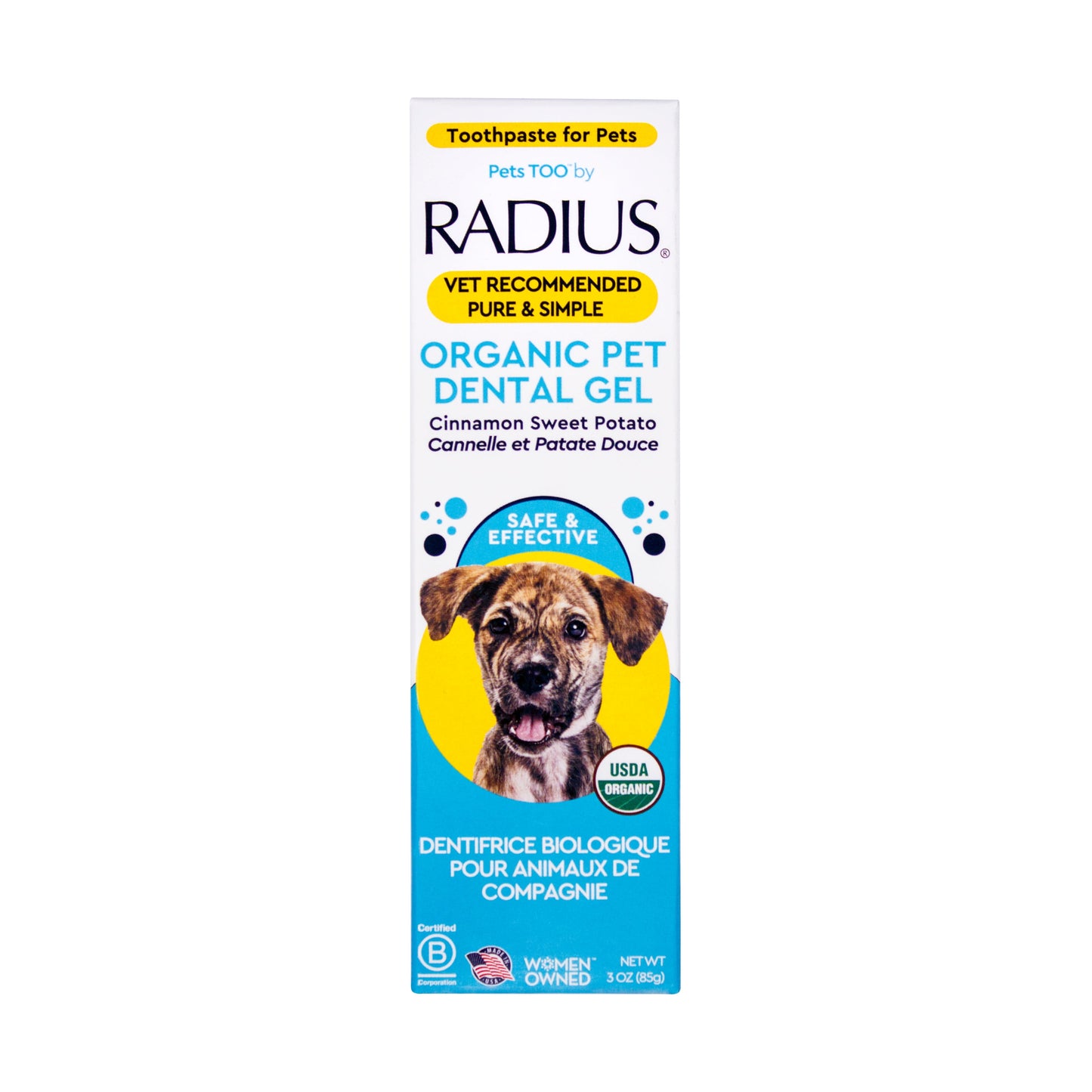 USDA Organic Canine Dog Gel Pet Toothpaste, Sweet Potato Cinnamon Flavor, 3.0 Oz Tube