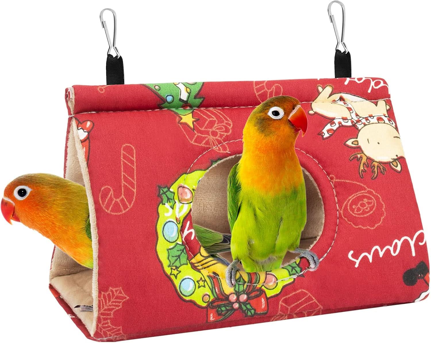 Velvet Hanging Hammock Bed for Birds - Plush Fluffy Hideaway for African Grey, Cockatoo, and Small Amazon Parrots