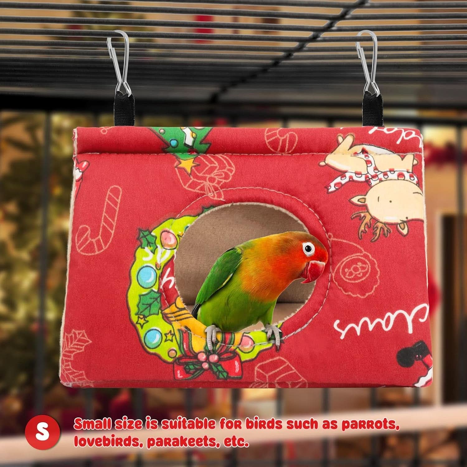 Velvet Hanging Hammock Bed for Birds - Plush Fluffy Hideaway for African Grey, Cockatoo, and Small Amazon Parrots