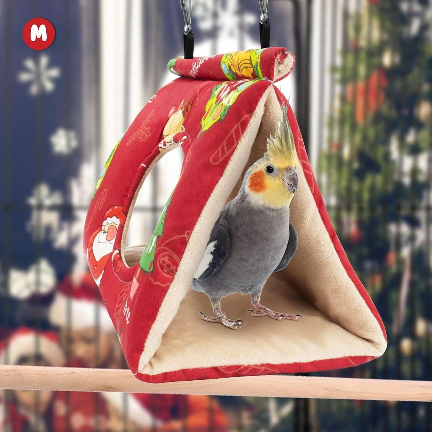 Velvet Hanging Hammock Bed for Birds - Plush Fluffy Hideaway for African Grey, Cockatoo, and Small Amazon Parrots