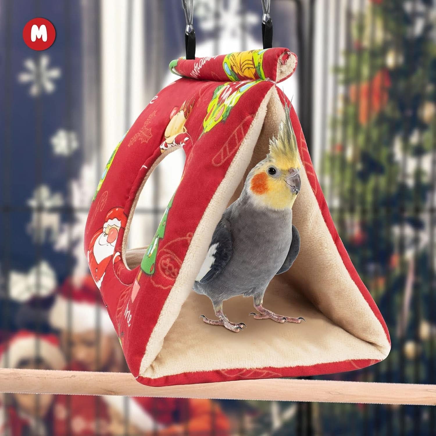 Velvet Hanging Hammock Bed for Birds - Plush Fluffy Hideaway for African Grey, Cockatoo, and Small Amazon Parrots