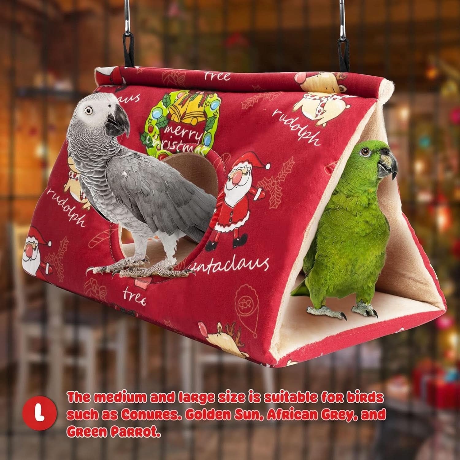 Velvet Hanging Hammock Bed for Birds - Plush Fluffy Hideaway for African Grey, Cockatoo, and Small Amazon Parrots