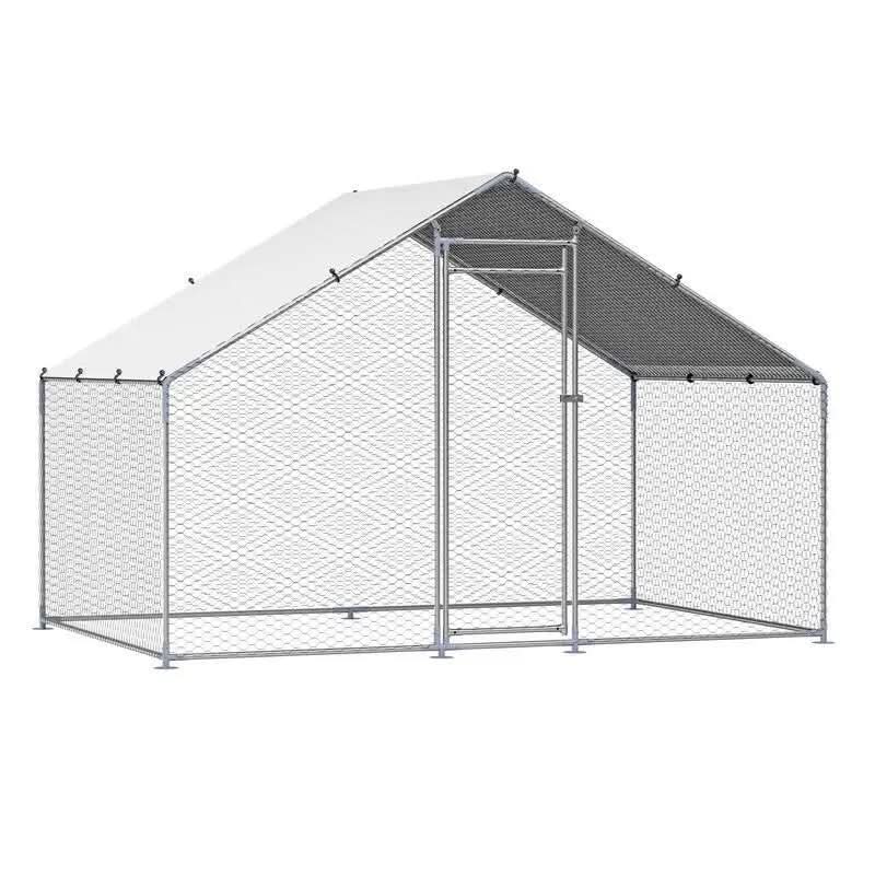 VEVOR Metal Chicken Coop, 9.8X6.5X6.5Ft Large Walk-In Chicken Runs with Cover, Spire Roof Hen House Enclosure with Security Lock, Outdoor Duck Rabbit Cage Poultry Pen for Backyard, Farm, Yard