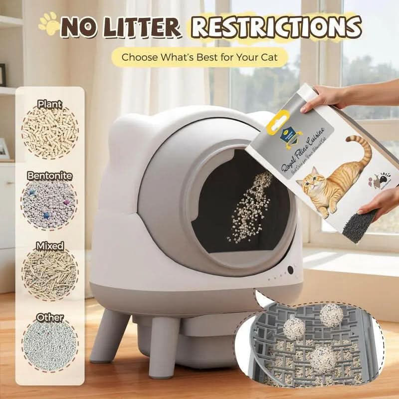 Warcat Self Cleaning Litter Box Large Capacity Automatic Litter Box with App Control, Odor Control, Auto Safety Sensors for Multiple Cats Low Noise Electric Litter Robot