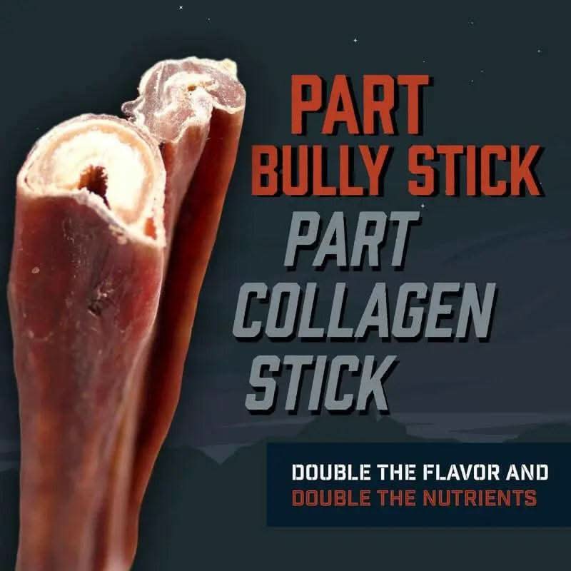 Wild Wolf 12-Inch Collabully Sticks (12 Pack) Part Bully Stick and Part Collagen Stick - Double the Flavor and Nutrients - 100% Natural Dog Chew Treat