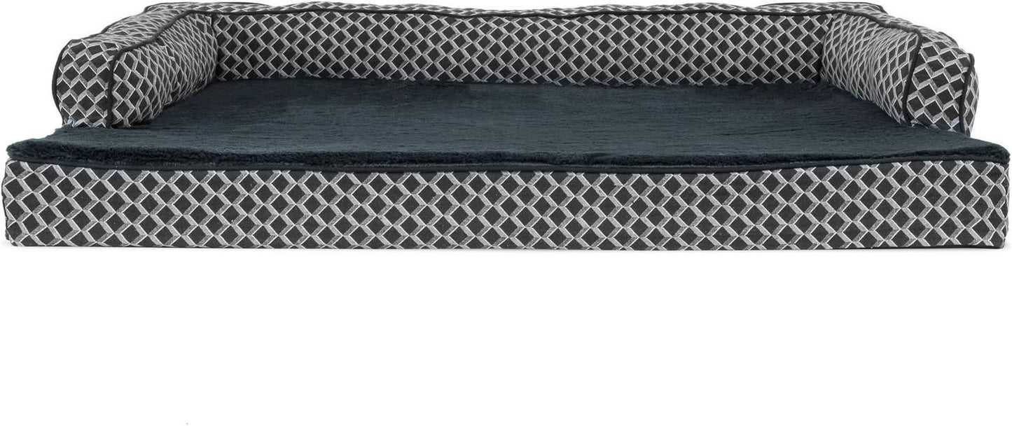 Jumbo/XL Memory Foam Dog Bed for Large Dogs up to 95 lbs with Removable Bolsters and Washable Cover - Plush Woven Couch Sofa in Diamond Gray
