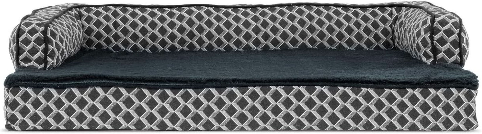 Jumbo/XL Memory Foam Dog Bed for Large Dogs up to 95 lbs with Removable Bolsters and Washable Cover - Plush Woven Couch Sofa in Diamond Gray