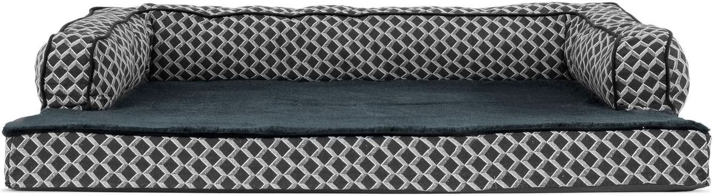 Jumbo/XL Memory Foam Dog Bed for Large Dogs up to 95 lbs with Removable Bolsters and Washable Cover - Plush Woven Couch Sofa in Diamond Gray