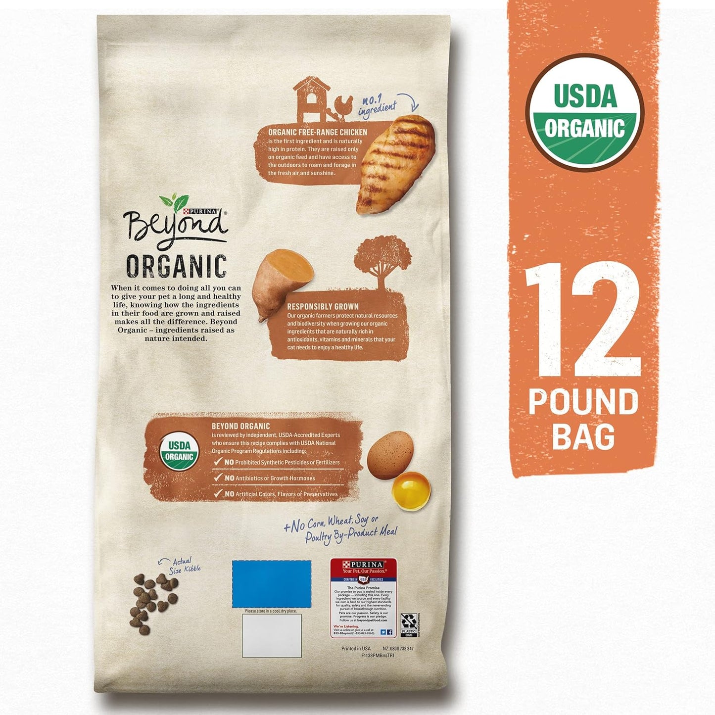 Purina High Protein Adult Dry Cat Food with Organic Chicken, Egg, and Sweet Potato - 12 lb Bag