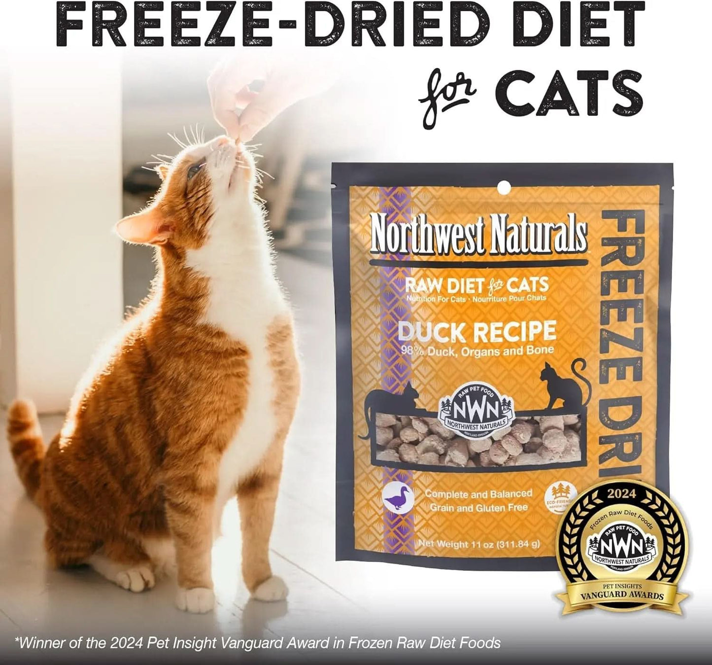 Freeze-Dried Duck Cat and Kitten Food – Bite-Sized Nibbles with Healthy, Limited, Human-Grade Ingredients – All-Natural, High-Protein, Complete and Balanced, Grain-Free – 11 Oz (Pack of 3)