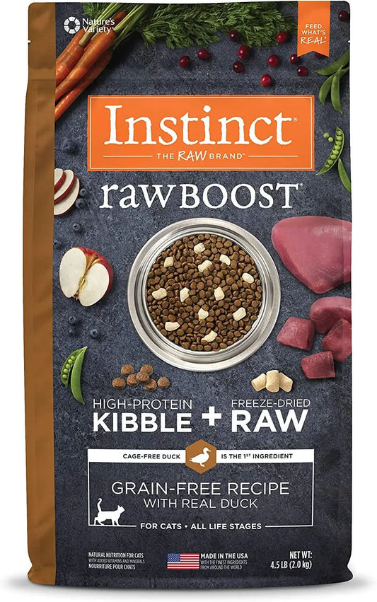 Raw Boost Grain-Free Dry Cat Food with Real Duck, 4.5 lb Bag