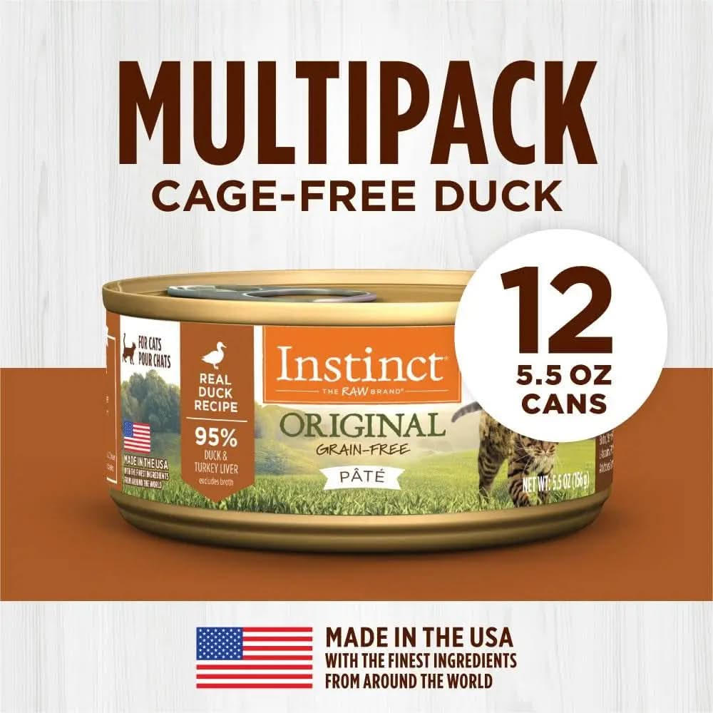 Original Grain-Free Wet Cat Food Pate with Real Duck, 5.5 Oz Cans (Pack of 12)