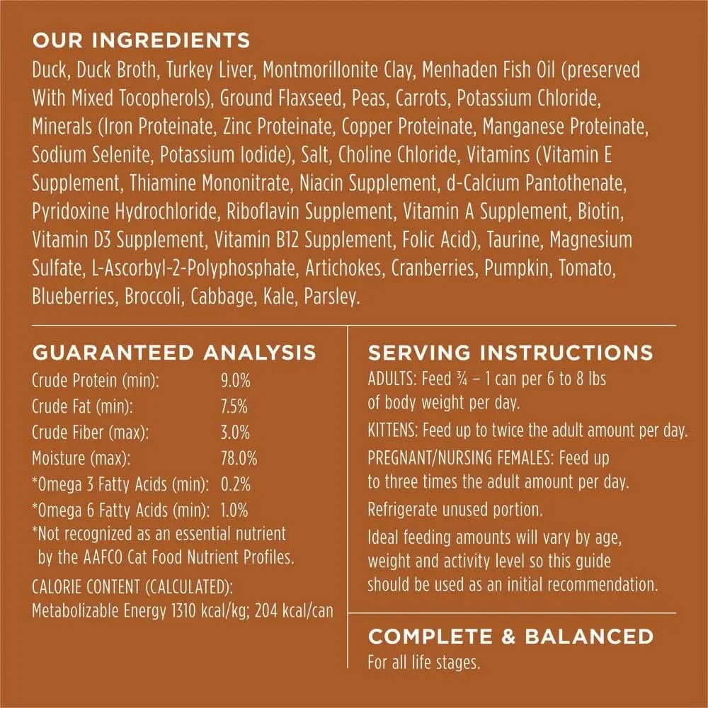 Original Grain-Free Wet Cat Food Pate with Real Duck, 5.5 Oz Cans (Pack of 12)