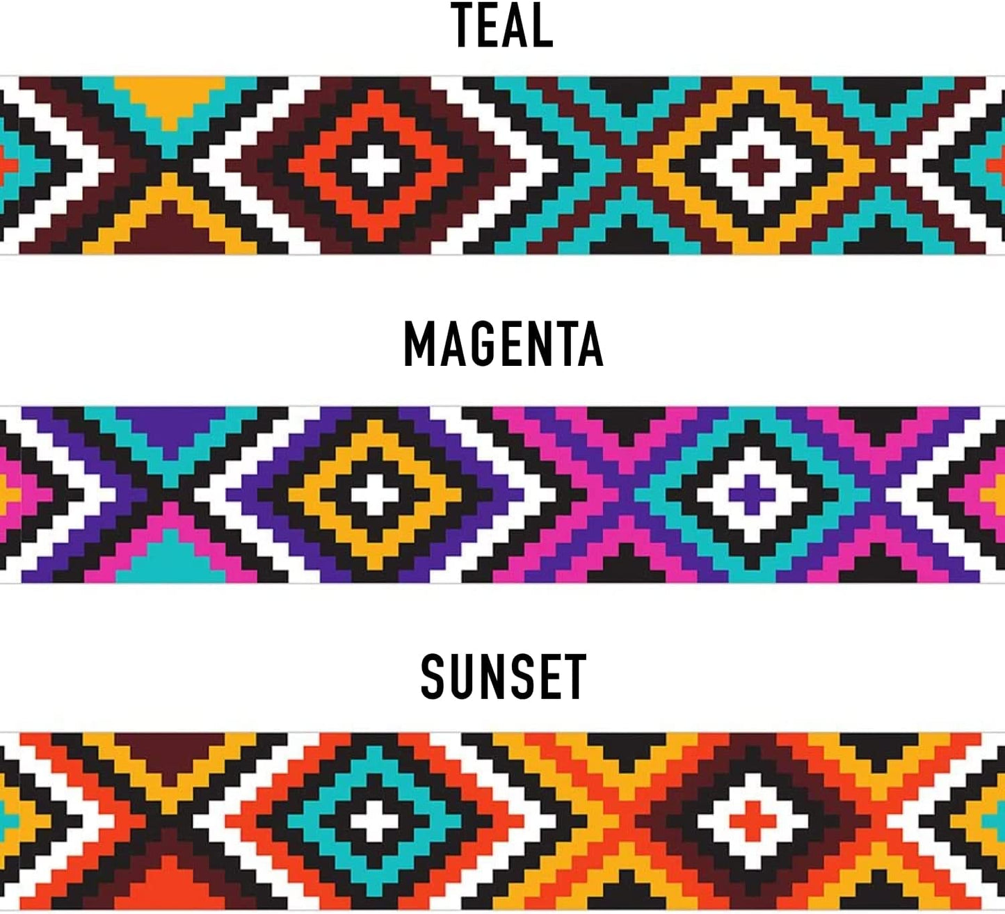 Aztec Geometric Pattern Nylon Dog Collar in Teal, 10-13 Inch