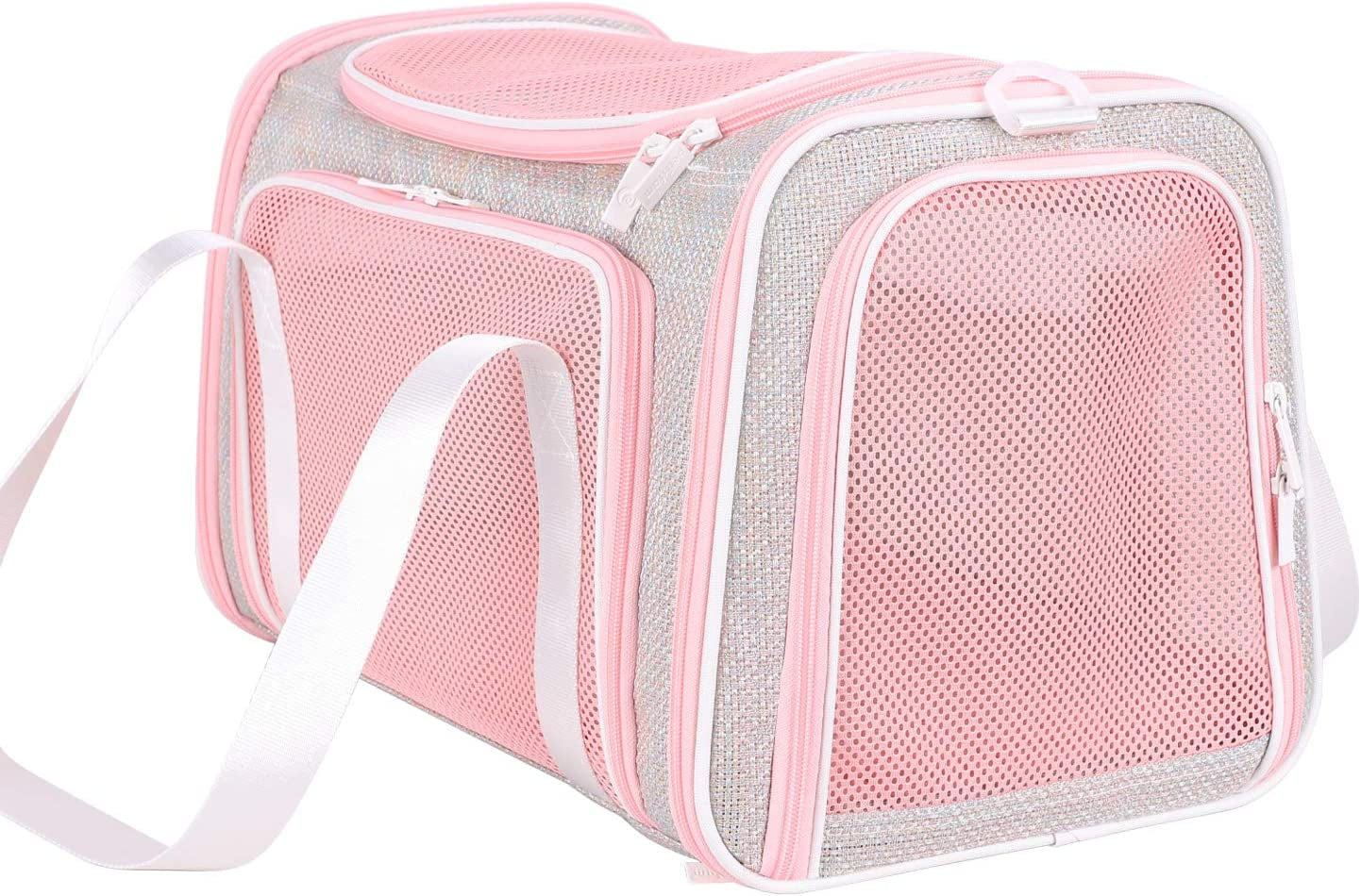 Soft and Stylish Travel Carrier for Medium Cats and Puppies, Fantasy Pink, Size M