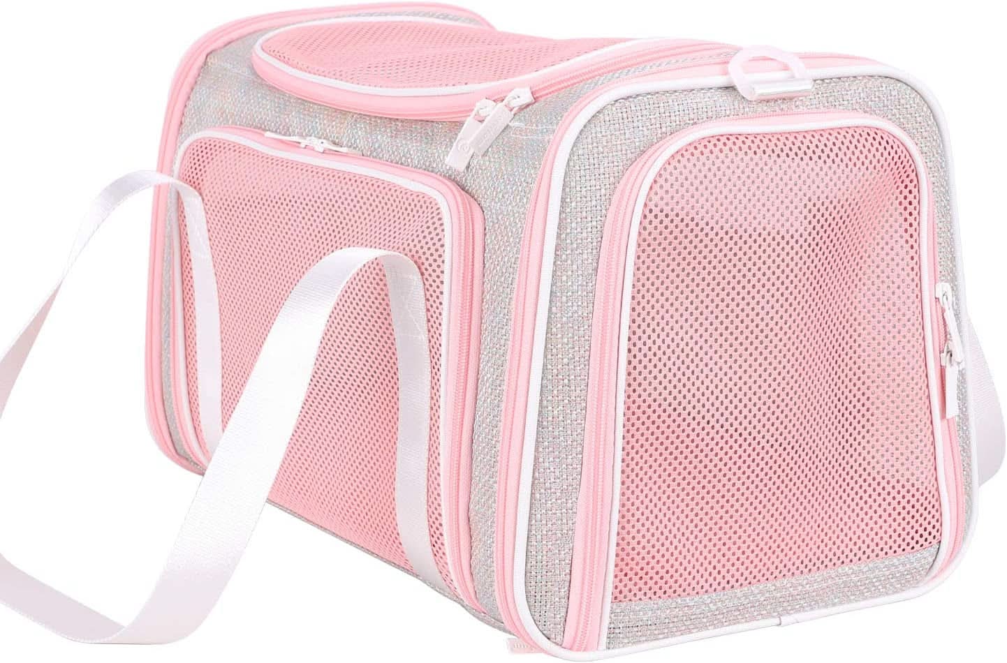 Soft and Stylish Travel Carrier for Medium Cats and Puppies, Fantasy Pink, Size M