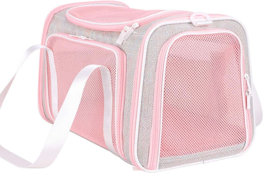 Soft and Stylish Travel Carrier for Medium Cats and Puppies, Fantasy Pink, Size M