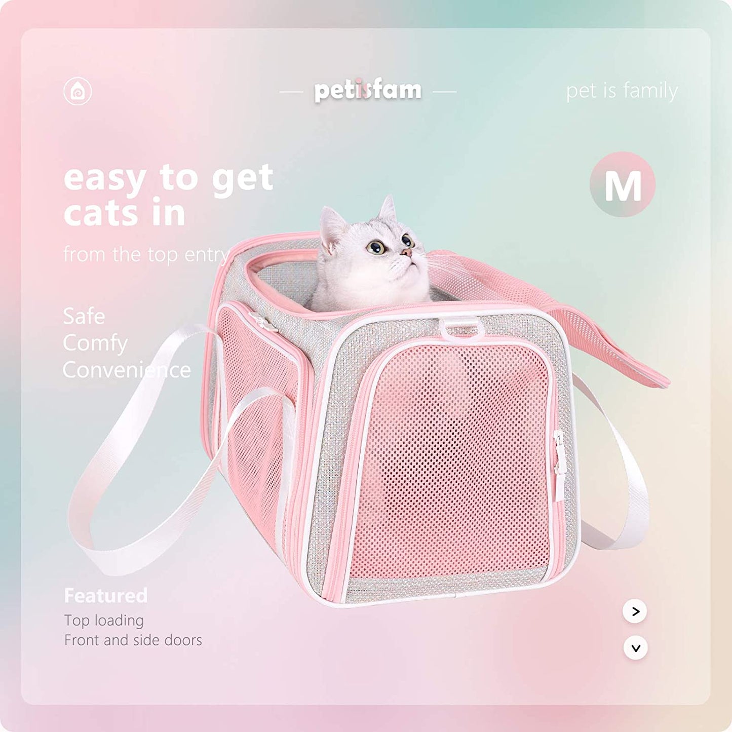 Soft and Stylish Travel Carrier for Medium Cats and Puppies, Fantasy Pink, Size M