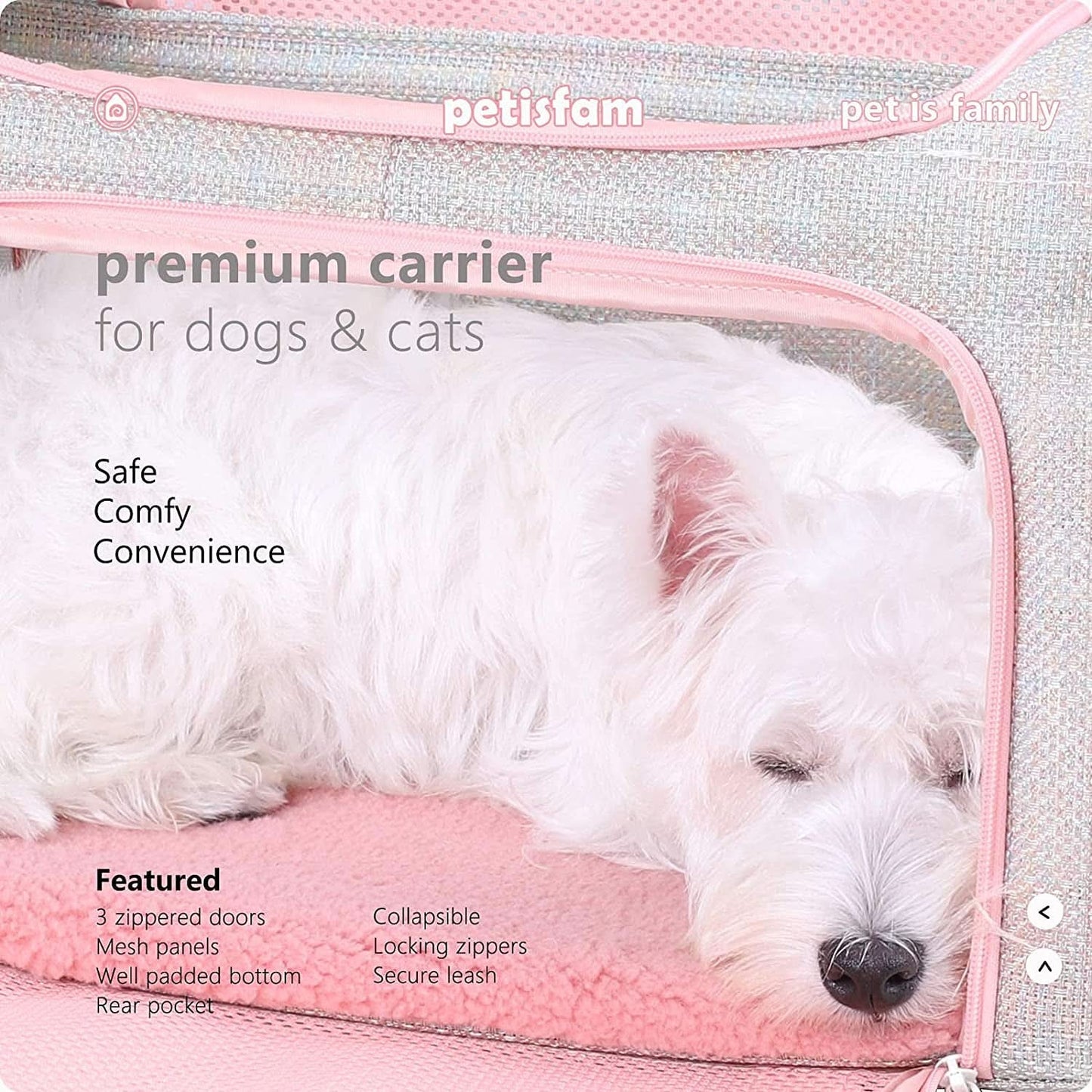 Soft and Stylish Travel Carrier for Medium Cats and Puppies, Fantasy Pink, Size M