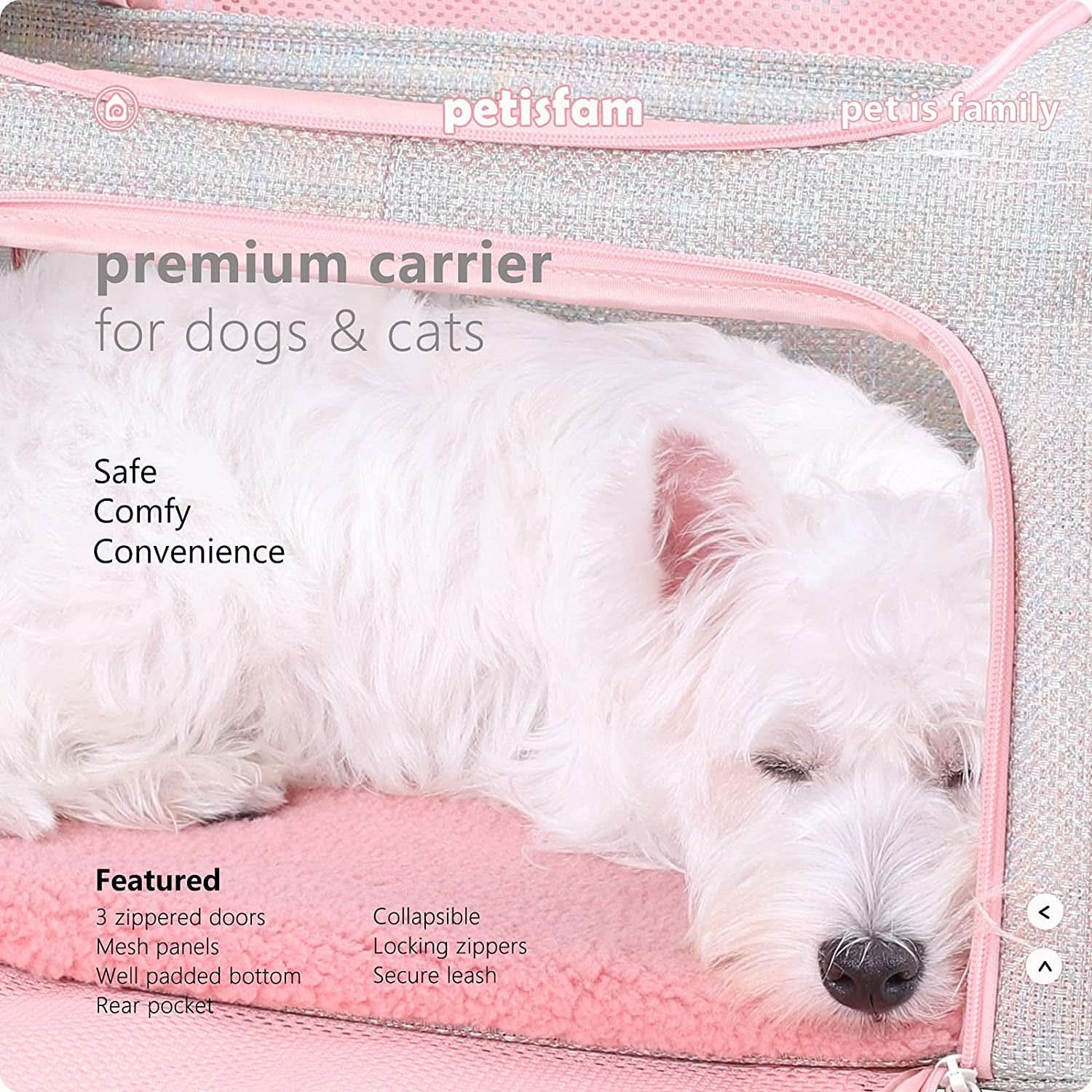 Soft and Stylish Travel Carrier for Medium Cats and Puppies, Fantasy Pink, Size M