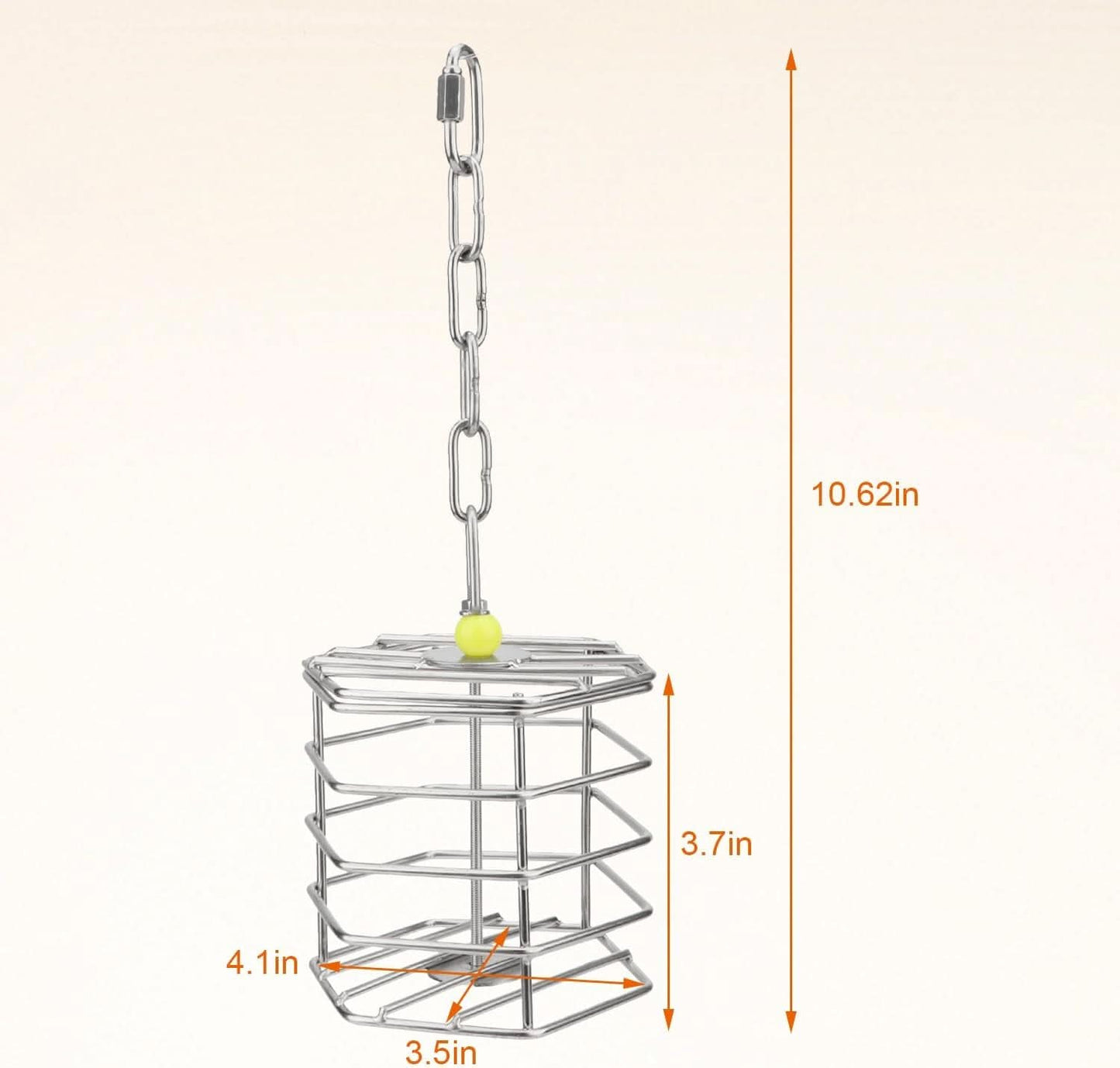 Stainless Steel Parrot Foraging Feeder, 4.09 x 4.09 x 3.85 Inches, Bird-Safe and Dishwasher Safe, Ideal for Nuts, Fruits, and Vegetables