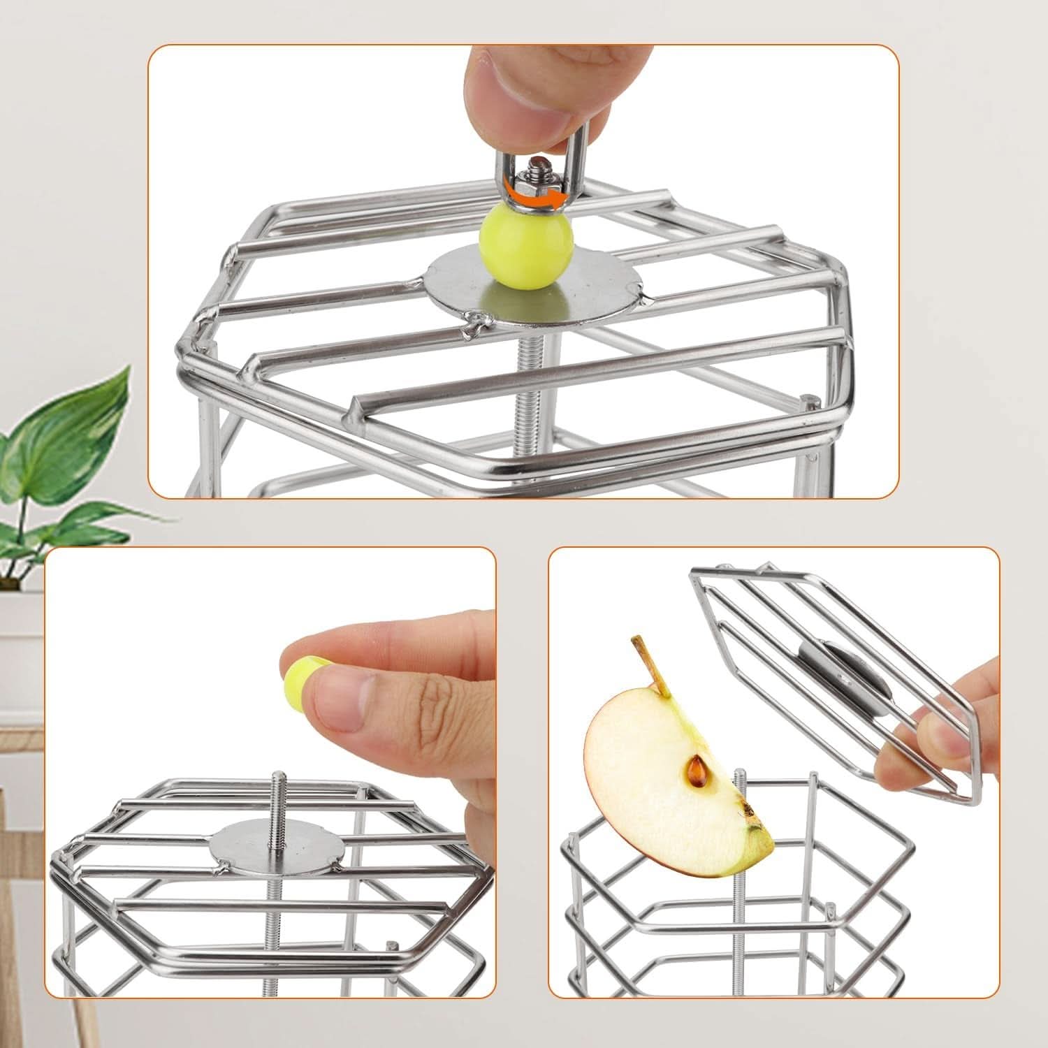 Stainless Steel Parrot Foraging Feeder, 4.09 x 4.09 x 3.85 Inches, Bird-Safe and Dishwasher Safe, Ideal for Nuts, Fruits, and Vegetables