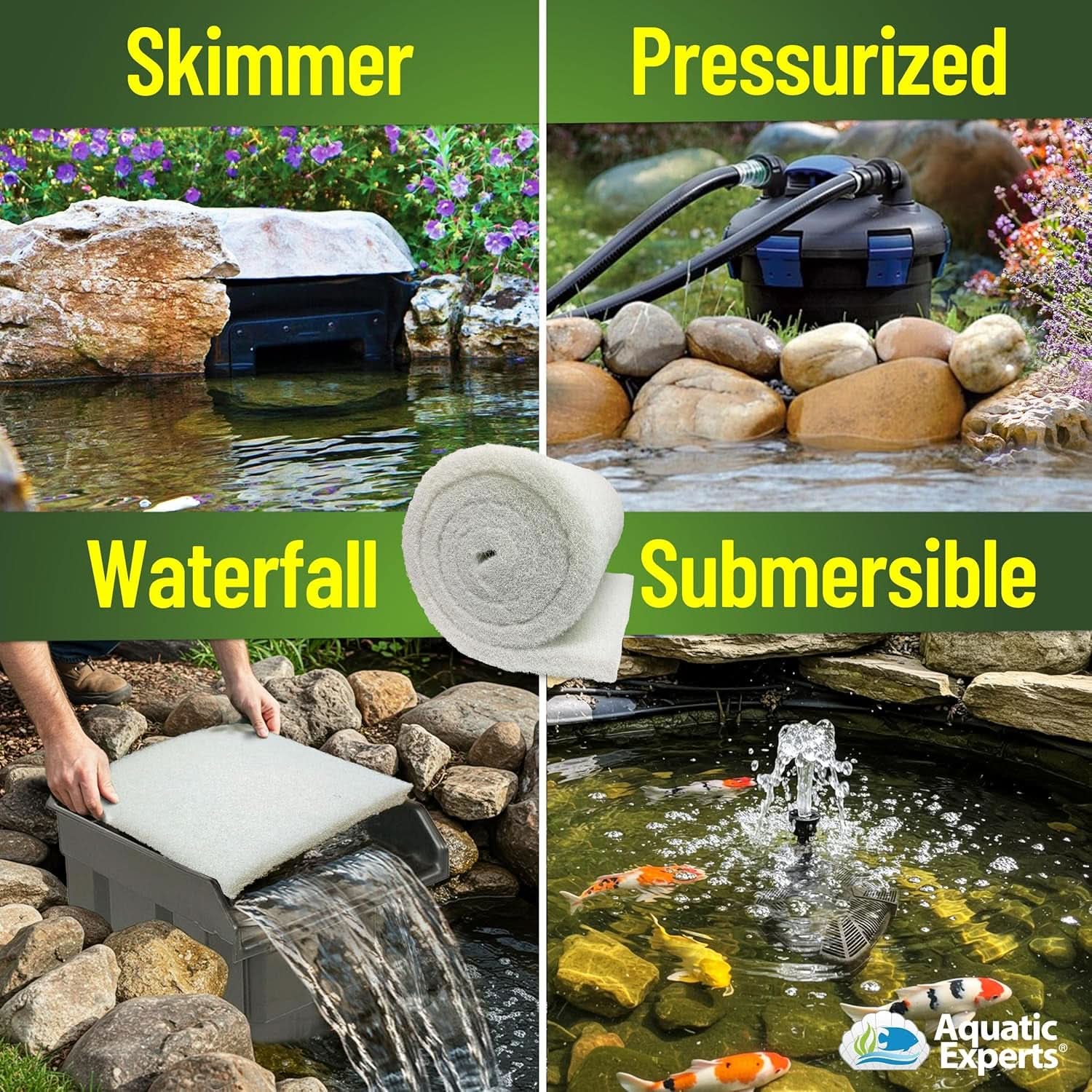 Premium Koi Pond Filter Pad - Fine White Bulk Roll, Ultra-Durable Reusable Filter Media for Outdoor Ponds, Made in the USA by  (3/4" - 1" X 12" X 72")