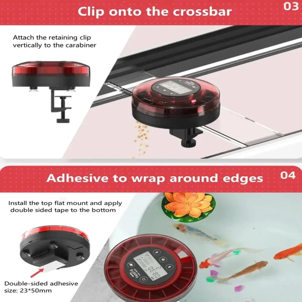 Automatic Fish Feeder with Timer and LCD Display - USB Rechargeable Food Dispenser for Aquariums
