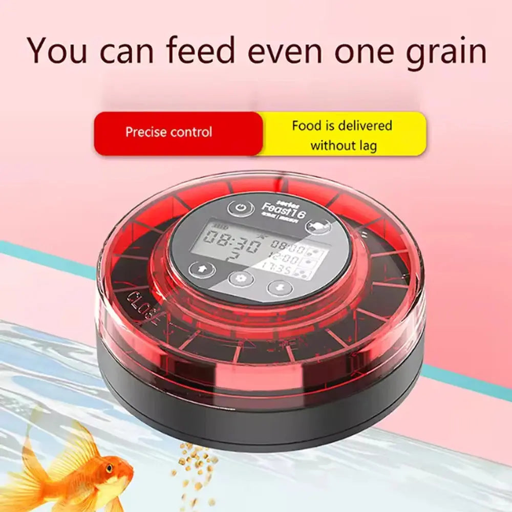 Automatic Fish Feeder with Timer and LCD Display - USB Rechargeable Food Dispenser for Aquariums