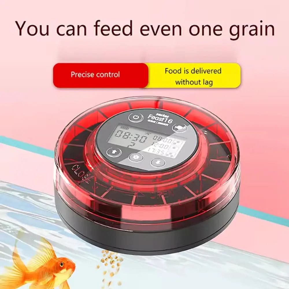 Automatic Fish Feeder with Timer and LCD Display - USB Rechargeable Food Dispenser for Aquariums