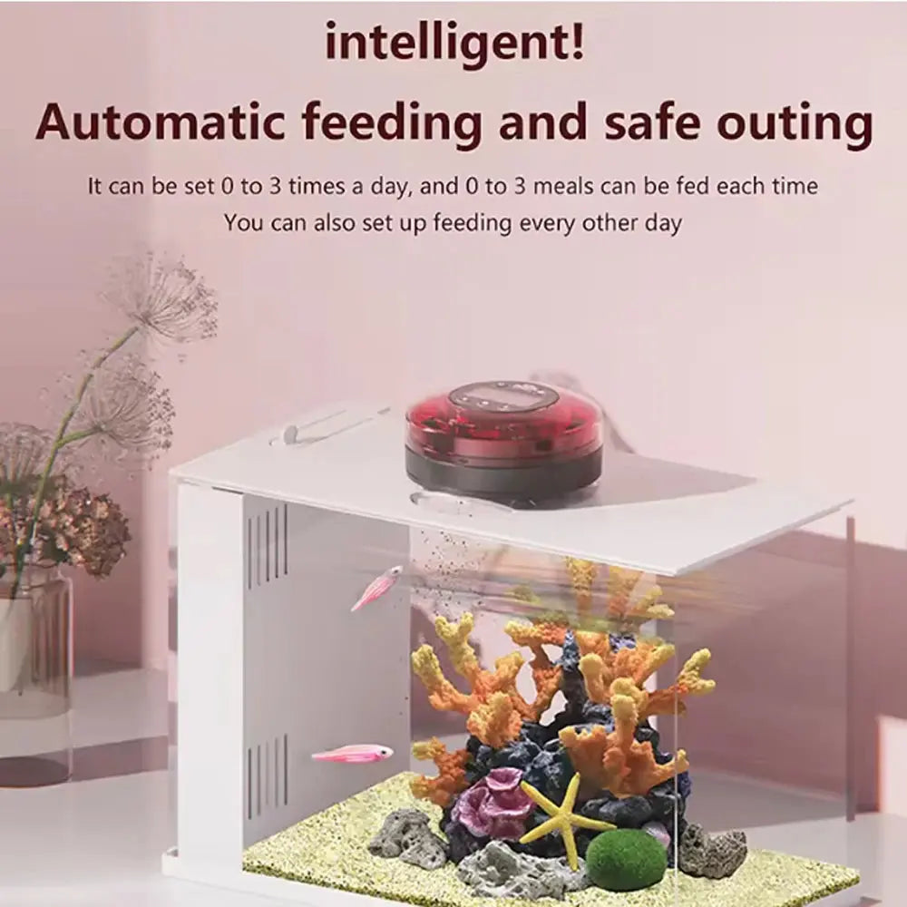 Automatic Fish Feeder with Timer and LCD Display - USB Rechargeable Food Dispenser for Aquariums