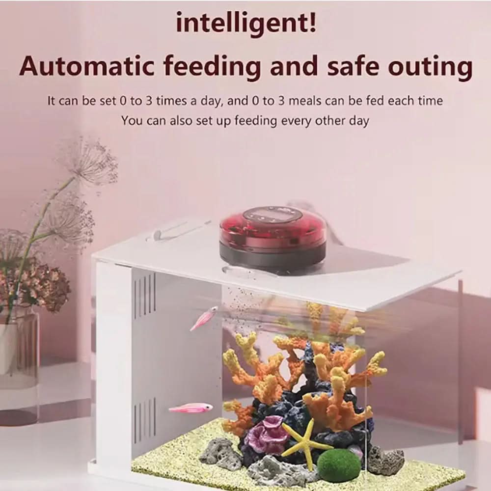 Automatic Fish Feeder with Timer and LCD Display - USB Rechargeable Food Dispenser for Aquariums