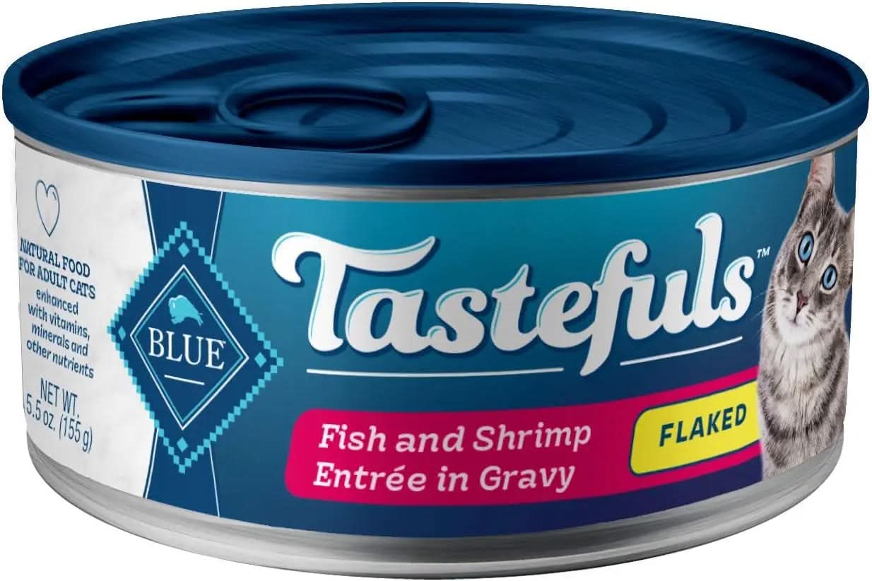 Tastefuls Flaked Wet Cat Food, Natural Fish and Shrimp Entrée in Gravy, 5.5-Oz Cans (24 Count)