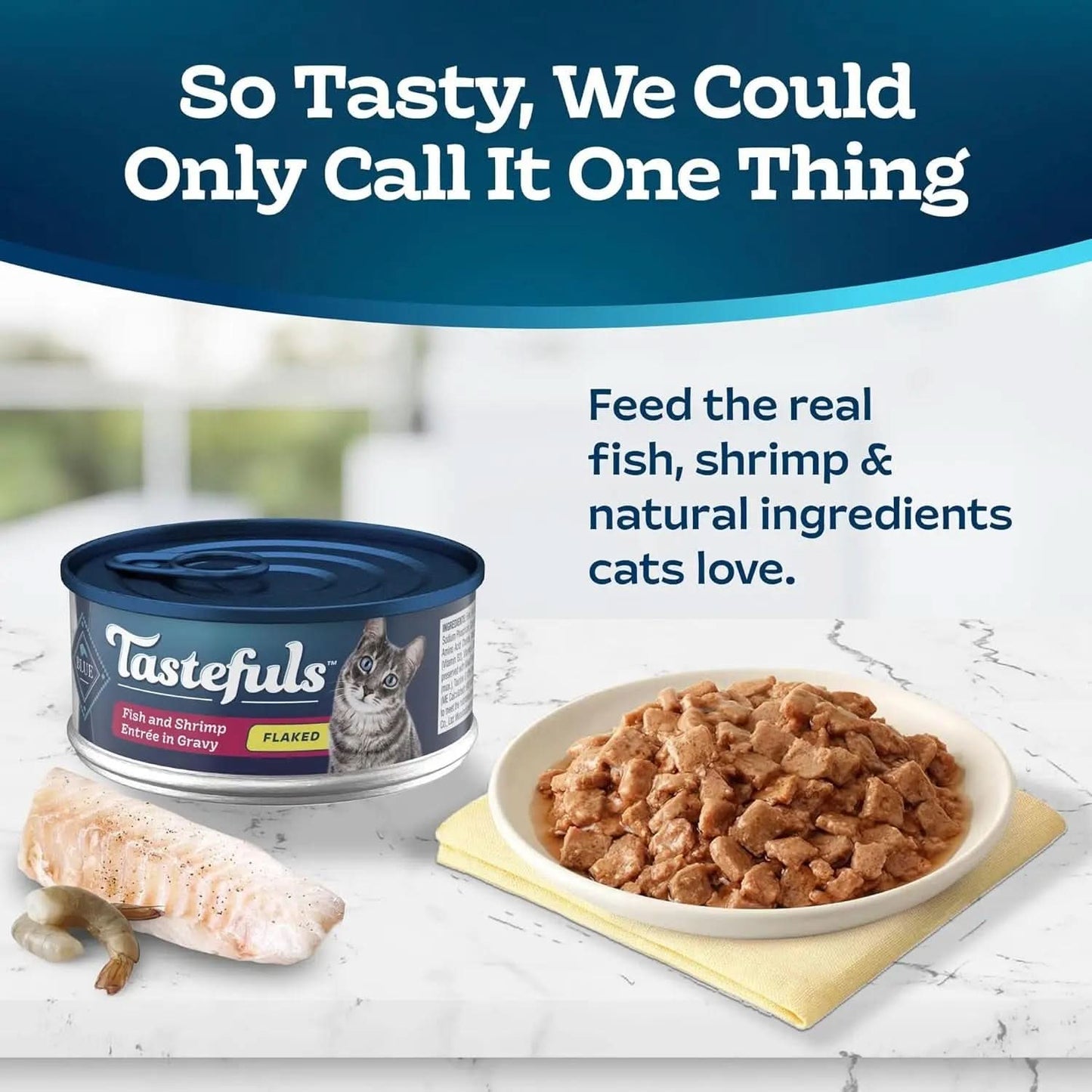 Tastefuls Flaked Wet Cat Food, Natural Fish and Shrimp Entrée in Gravy, 5.5-Oz Cans (24 Count)