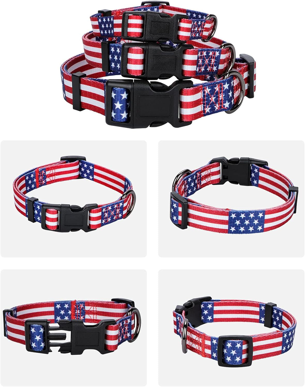 American Flag Dog Collar for Independence Day - Fourth of July Celebration - Small Size