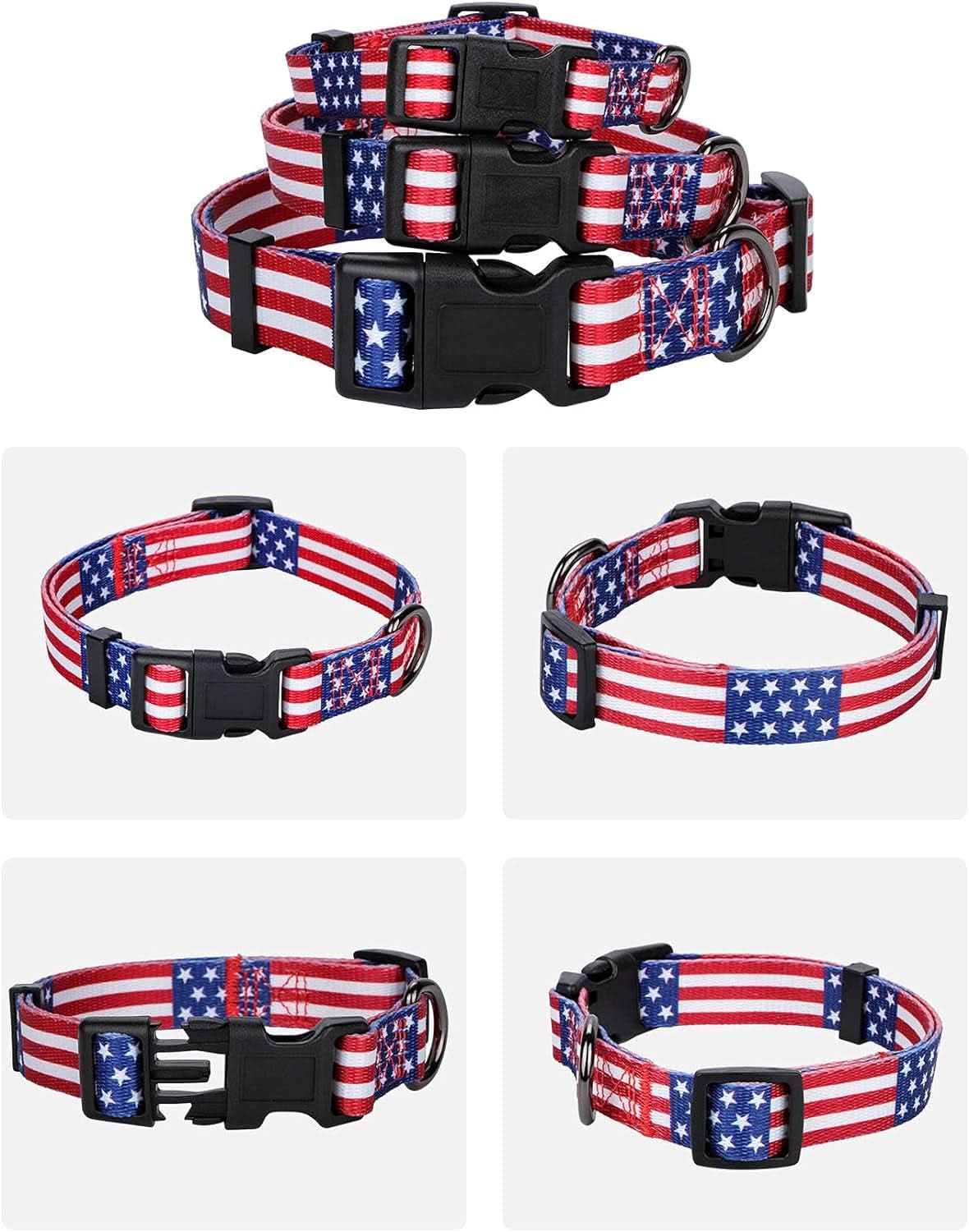 American Flag Dog Collar for Independence Day - Fourth of July Celebration - Small Size