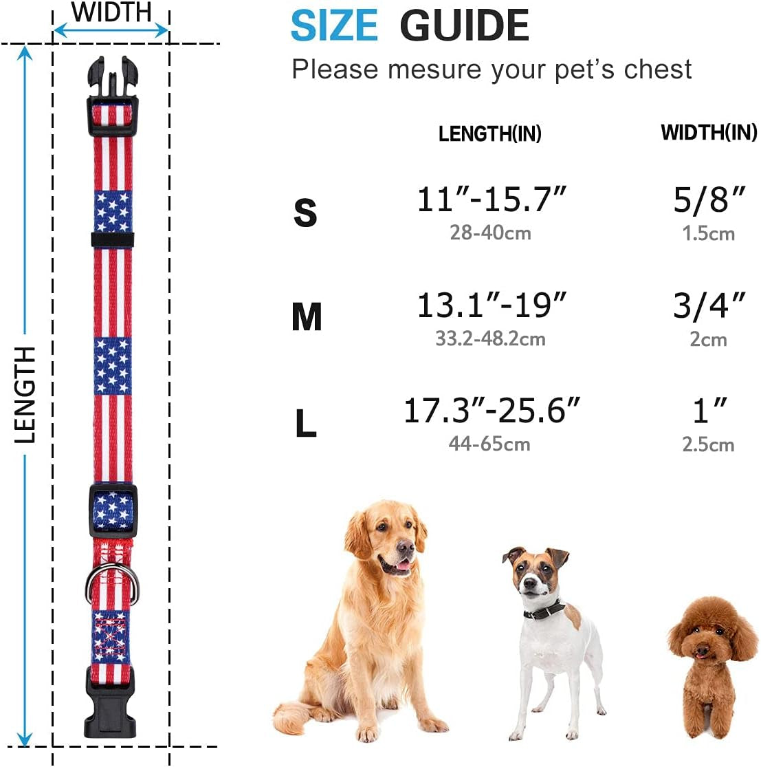 American Flag Dog Collar for Independence Day - Fourth of July Celebration - Small Size