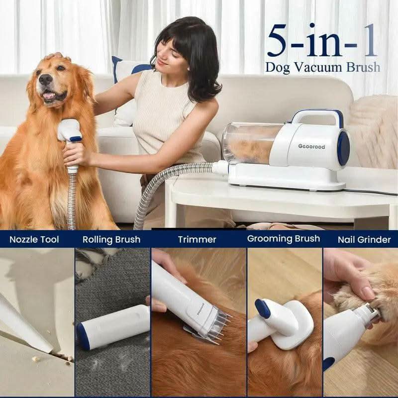 Geoorood Dog Grooming All-In-One Kit with Vacuum Brush 2.2L Large Pog Stainless Steel Blades Lightweight Design 10Kpa Suction Force Portable Cleaning Set #Tiktokshopbacktoschool