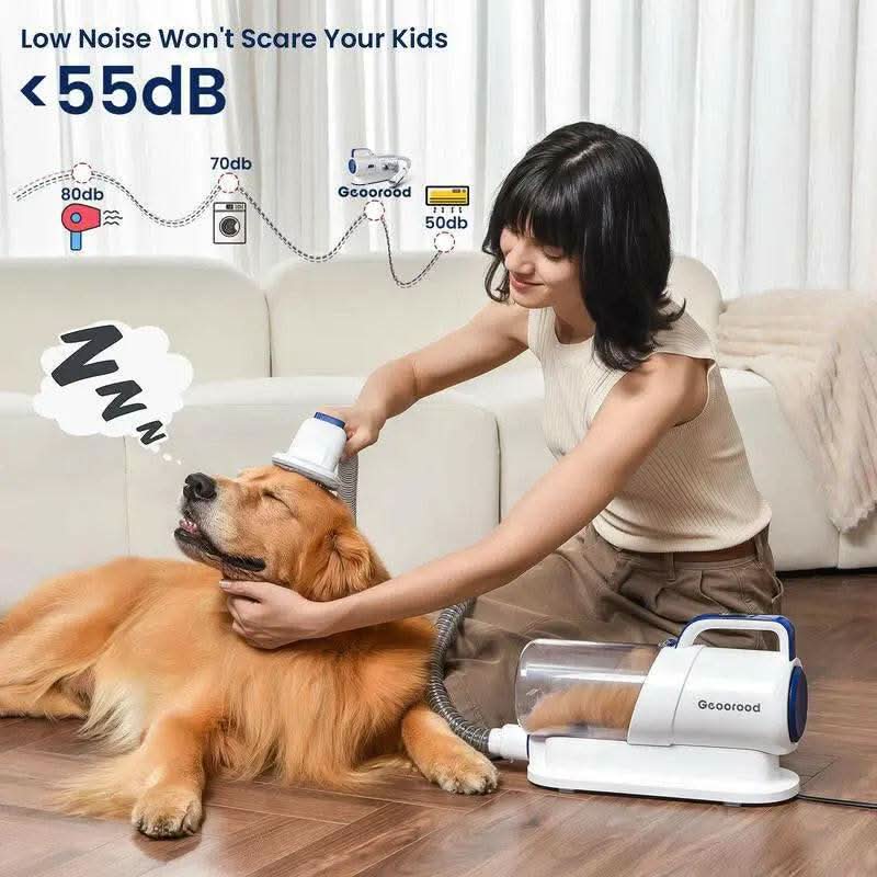 Geoorood Dog Grooming All-In-One Kit with Vacuum Brush 2.2L Large Pog Stainless Steel Blades Lightweight Design 10Kpa Suction Force Portable Cleaning Set #Tiktokshopbacktoschool
