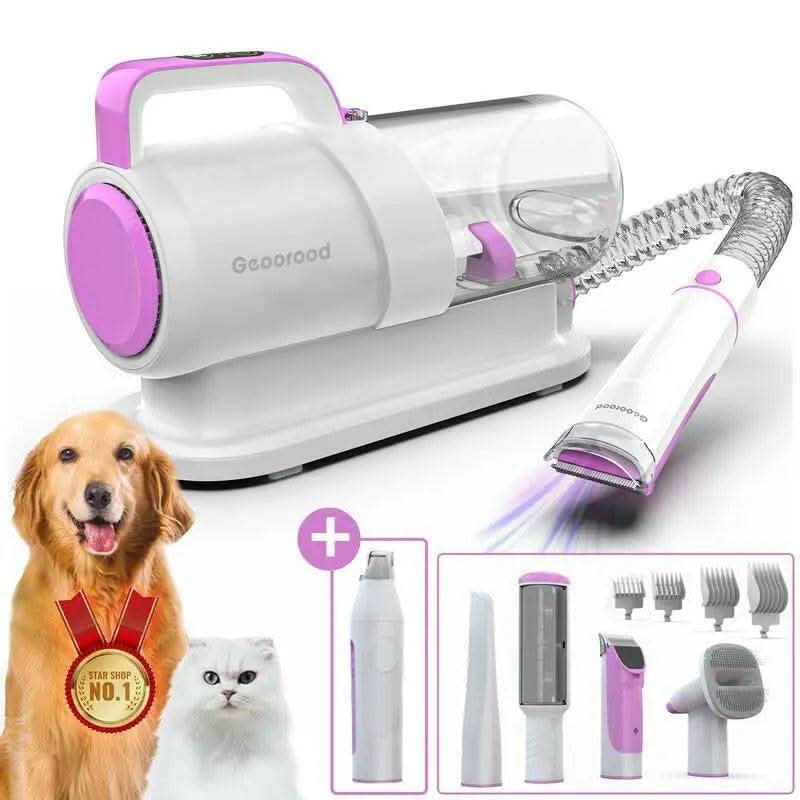 Geoorood Dog Grooming All-In-One Kit with Vacuum Brush 2.2L Large Pog Stainless Steel Blades Lightweight Design 10Kpa Suction Force Portable Cleaning Set #Tiktokshopbacktoschool