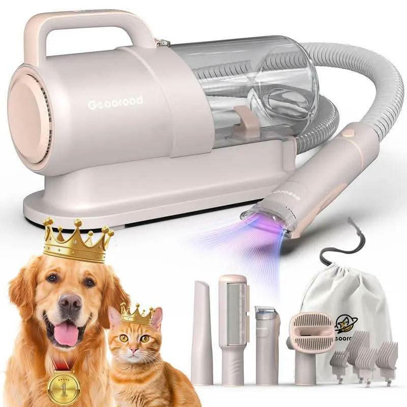Geoorood Dog Grooming All-In-One Kit with Vacuum Brush 2.2L Large Pog Stainless Steel Blades Lightweight Design 10Kpa Suction Force Portable Cleaning Set #Tiktokshopbacktoschool