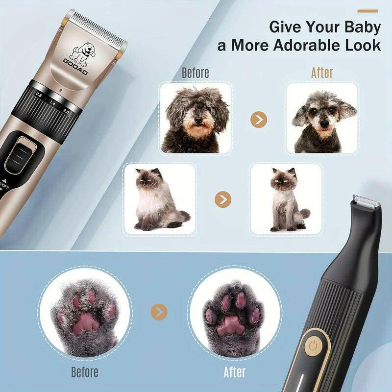GOOAD 4-In-1 Dog Clippers with Nail Grinder, Summer Pet Grooming Made Easy - Low Noise & Cordless for Dogs, Cats, Rabbit,Pet Trimmer GOOAD Pet Trimmer