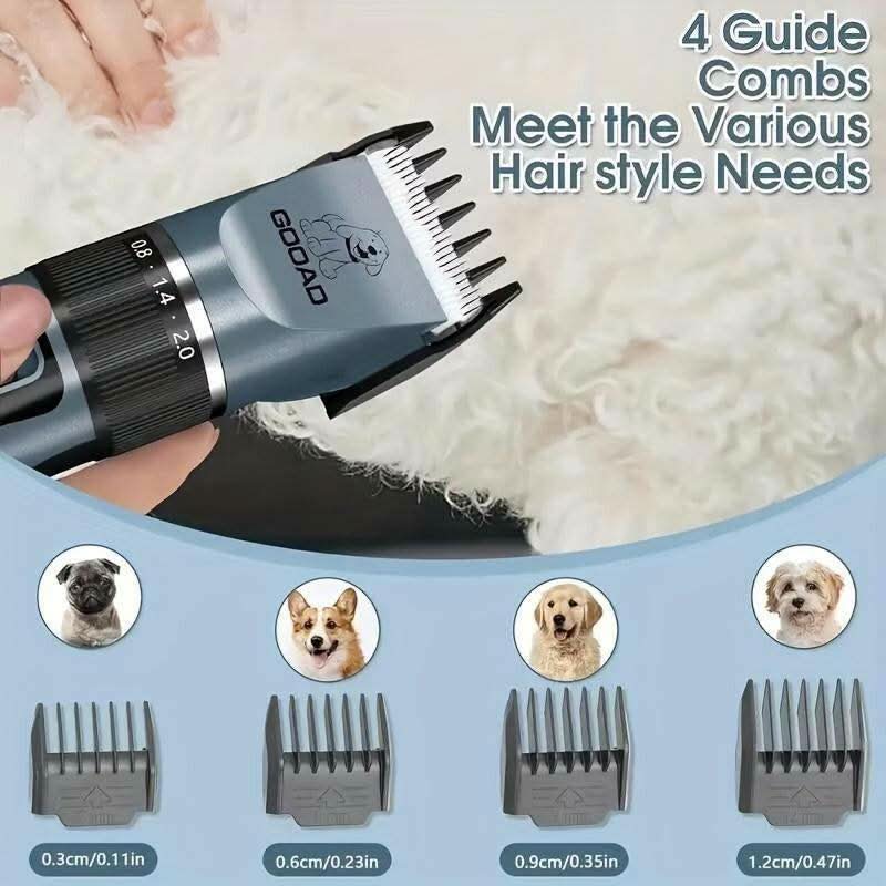 GOOAD 4-In-1 Dog Clippers with Nail Grinder, Summer Pet Grooming Made Easy - Low Noise & Cordless for Dogs, Cats, Rabbit,Pet Trimmer GOOAD Pet Trimmer