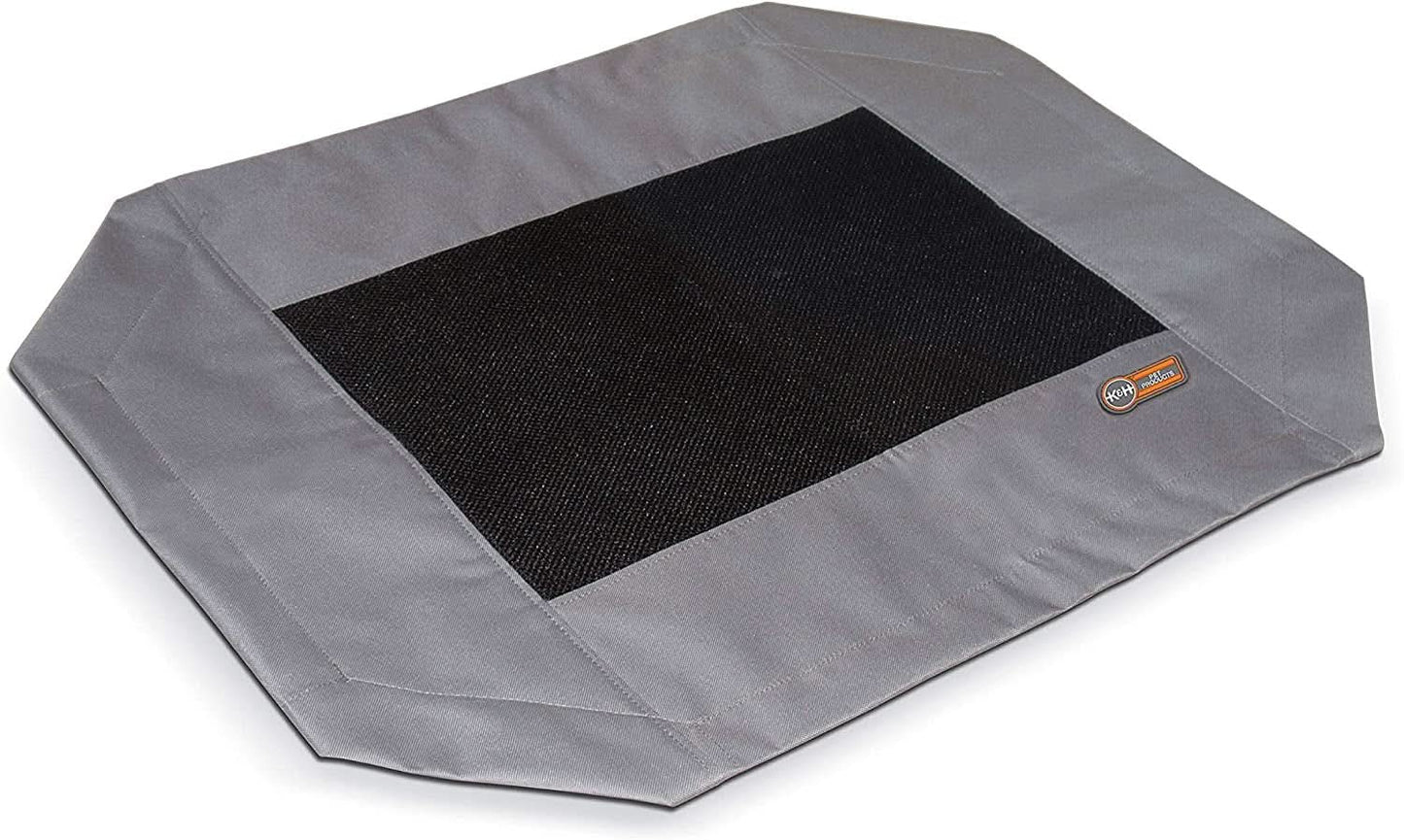 Medium Dog Cot Replacement Cover, Compatible with K&H Medium Pet Cots (Sold Separately), Indoor/Outdoor Use, Breathable Cooling Mesh Center, Machine Washable - 32 x 25 Inches, Gray