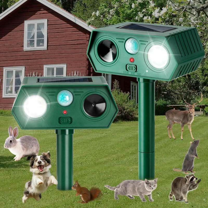 Solar-Powered Outdoor Animal Repeller and Mosquito Zapper with LED Flashlight - Electronic Pest Control for Yard, Lawn, and Farm