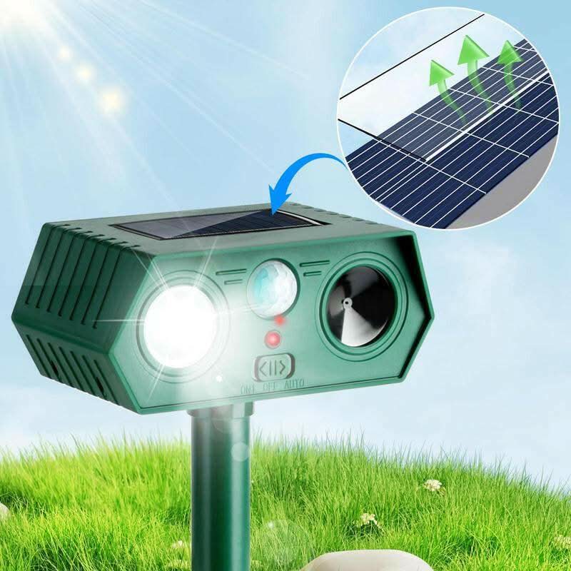Solar-Powered Outdoor Animal Repeller and Mosquito Zapper with LED Flashlight - Electronic Pest Control for Yard, Lawn, and Farm